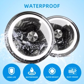 YLT Auto PAIR DOT 7" Inch LED Headlights DRL Turn Signal Combo For 2003-2007 Jeep Liberty