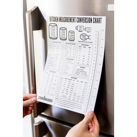 Kitchen Measurement Chart Baking Cooking Weight Liquid and Temperature Metric and Imperial Conversions White Vinyl Refrigerator Magnet