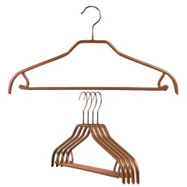 MAWA by Reston Lloyd Silhouette Series Non-Slip Space Saving Clothes Hanger with Bar & Hook for Pants and Skirts, Style 41/FRS, Set of 5, Copper