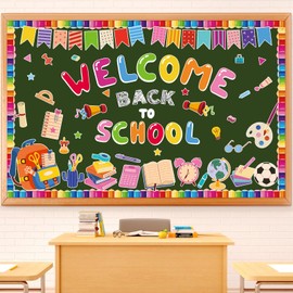 85 Pcs Welcome Back to School Bulletin Board Colorful Classroom Bulletion Cutouts Decorations Kits First Day of School Board Cutting Decor for Return to School Classroom Teacher Home Wall Decor