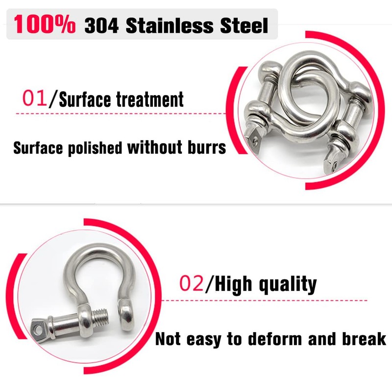 D Bow Ring Shackle Locks, 304 Stainless Steel D Ring,