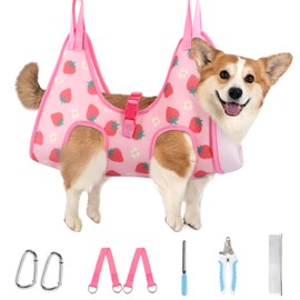 Supet Dog Grooming Hammock, New Small Sling for Nail Trimming, Back Protect Hanging Harness for Claw Care, Dog Nail Trimming Restraint with Thick Fabric