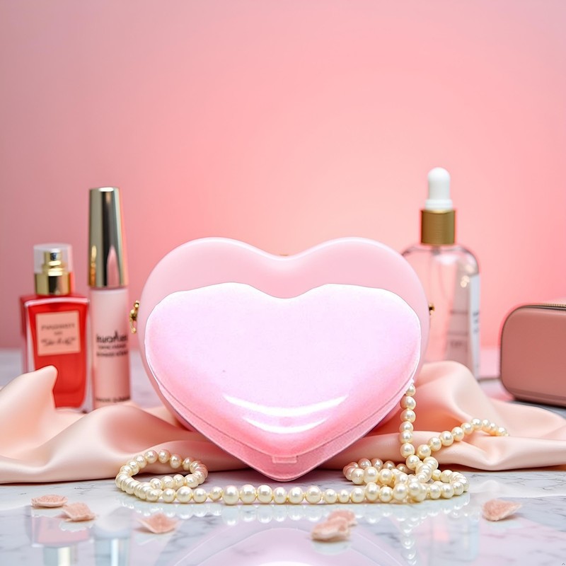 WLngtv 1Pc Pink Heart-Shaped Eyeshadow Makeup Box With Lip Stick