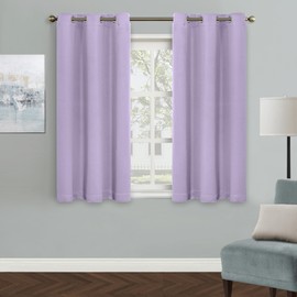 MYSKY HOME Light Purple Curtains for Girls Room Blackout Curtain for Bedroom Kitchen Windows, Grommet Top Room Darkening Curtains, Thermal Insulated Curtain, 1 Curtain Panel, 42 x 45 Inch, Lilac