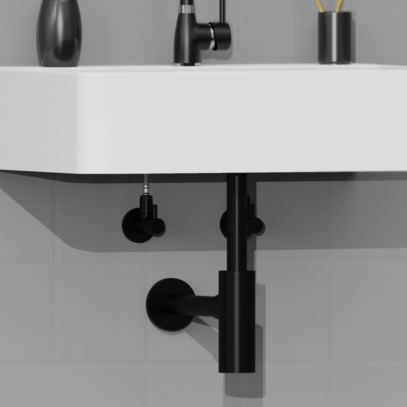 KIRCHHOFF Design Siphon, Matt Black Drain, Drain Fitting for Sink