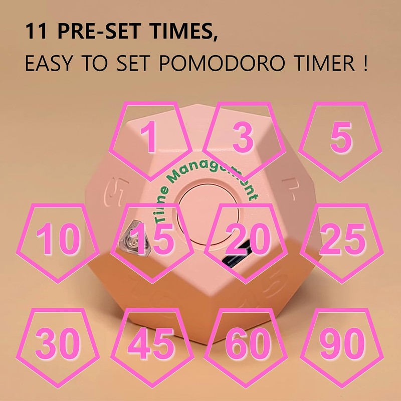 CreaViva Cube Pomodoro Timer, Rechargeable Small Cute, Timer for Kids