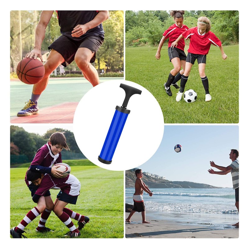 多機能スポーツ用ボールポンプ：サッカー、バスケットボール、バレーボール、水球、ラグビー、エクササイズ用スポーツボールやバルーン、スイム用インフレータブルポンプ、針付きの空気入れ (ブルー)