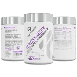 Forzagen | Suplemento Alimenticio Resveratrol+Polyphenols | 100 mg de Resveratrol + 250 mg de Quercetina | 30 Servicios | Con Complejo de Polifenoles | Antioxidantes | Suplemento Natural | 60 Capsulas