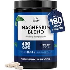 LIFE 360 Magnesium Blend  Óxido, Glicinato, Gluconato y Citrato 400 caps