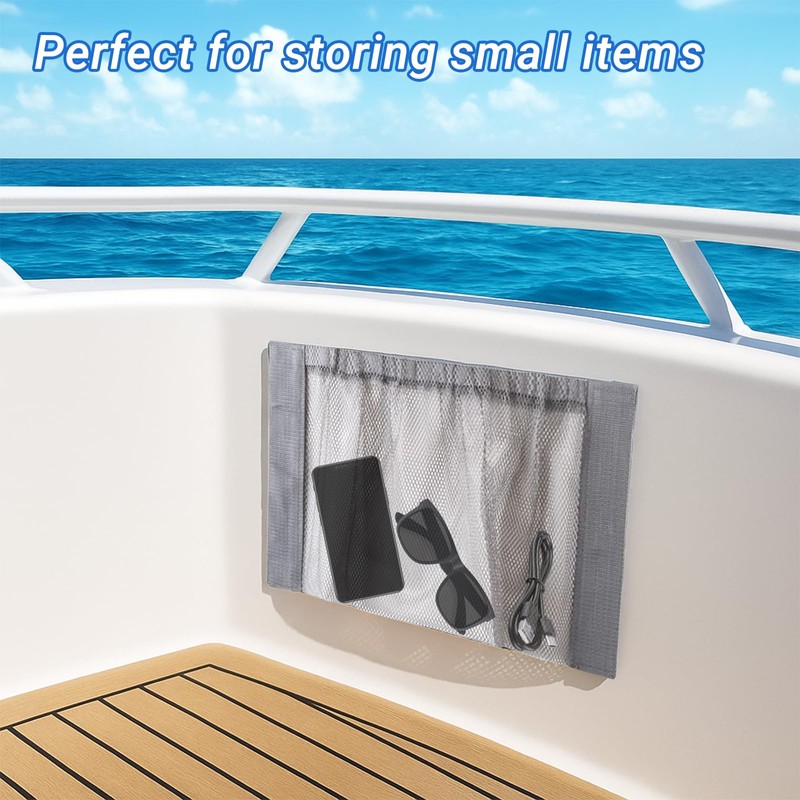 Boat Adhesive Backed Storage Bag - Marine Mesh Organizer Pouch