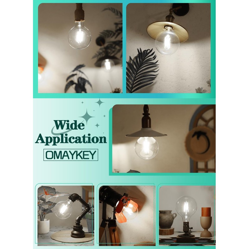 OMAYKEY 12W Dimmable Large LED Globe Bulb 100W Equivalent 1000