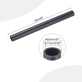 sourcing map 7/8 Inch PVC Rigid Tube Round Pipe Tubing Hardware Tubing 17.6mm ID 22mm OD 9" Length Dark Grey High Impact for Water Pipe, Crafts, Cable Sleeve