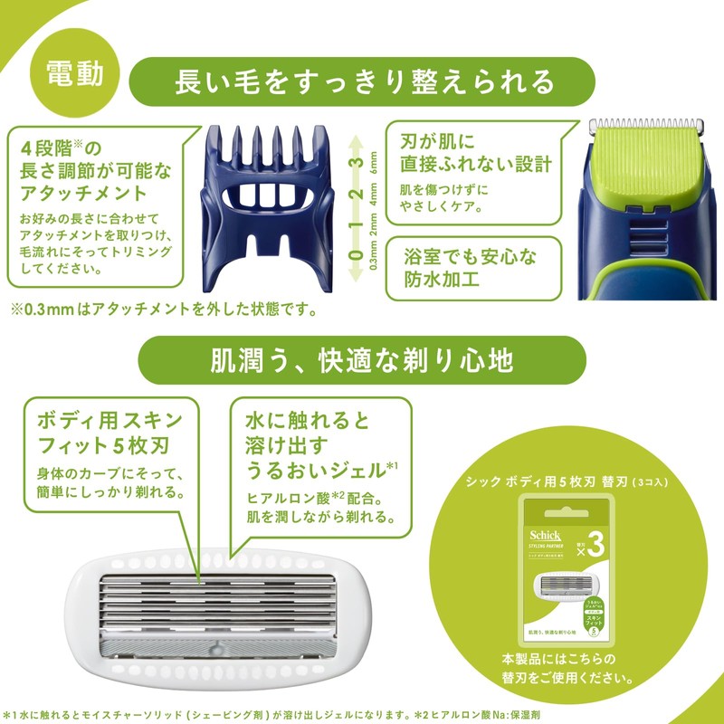 Schick(シック) Physica Multi Body Shaver (with blade + 1 replacement