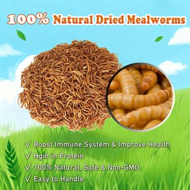 Amzey Dried Mealworms 5 LB, 100% Natural Meal Worms for Chicken & Birds, Organic Chicken Feed for Laying Hens, High Protein and Nutrition, Zipped Bag