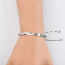 CENWA Pink and Green Zircon Adjustable Bracelet Sorority Gifts Graduation Gift Pretty Girl Graduation Jewelry, 7-11, no gemstone