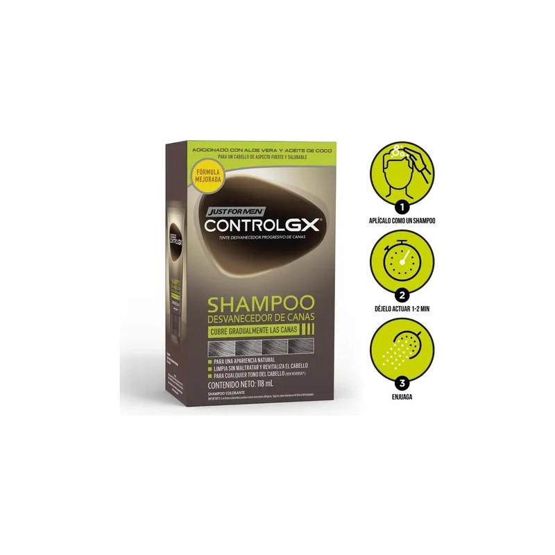 Shampoo Just for Men Control Gx, Desvanecedor Progresivo De Canas,