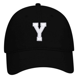 iZZYZX White Alphabet Embroidered Patch 6 Panel Low Profile Dad Hat - Black Y
