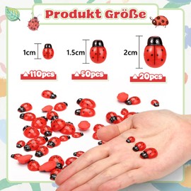 Naler 180 Pieces Ladybird Resin 3 Sizes Mini Decoration Small Scatter Decoration Embellishments for Baby Shower Costume DIY Craft Scrapbooking Pendant Wall Hat Decoration Craft Accessories