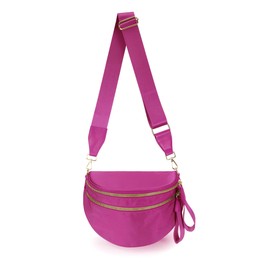 FEIBOON Spacious Nylon Crossbody Bag Bum Bag Handbags Wallets Purses Trendy Shoulder Bag for Women (rose)