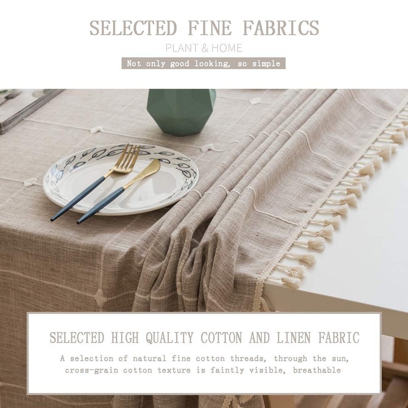 Pahajim Tablecloth, Cotton, Linen, Elegant Tablecloth, Washable Kitchen Table Cover
