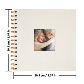 Yopih Scrapbook Photo Albums Linen Cover 20.5x20.5 cm Hardcover Kraft White Pages Memory Scrapbooking Book for Wedding Travel Baby Shower Guest Book, 20 Sheets/40 Pages, Beige