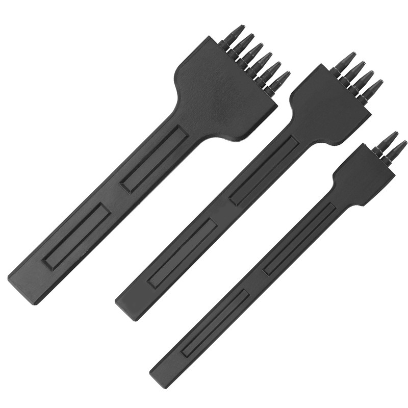3Pcs 4mm Spacing Prong Chisel Black Alloy Steel 2/4/6 Teeth