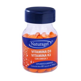 Naturagel Vitamina D3 con Vitamina K2 adicionado con Omega 3  700mg 30 Softgels Suplemento Alimenticio                                                