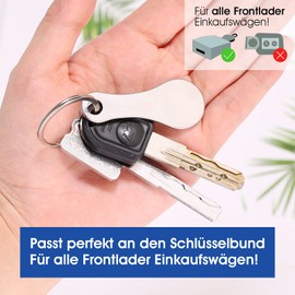 2 Shopping Trolley Releasers Made of Metal, Removable Shopping Trolley Token as Key Ring, Stainless Steel Shopping Trolley Key Ring