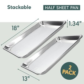 Ultra Cuisine Baking Sheet Pan Set of 2- Professional Bakeware for Roasting, Cooking & More - Food Safe, Warp Resistant, Bake Trays for Oven - Rimmed Half Cookie Sheets for Baking (Aluminum 18 x13")