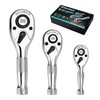 DURATECH 3PCS Stubby Ratchet Wrench Set, 90-Tooth 1/4" 3/8" 1/2"