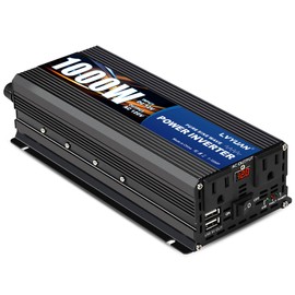 LVYUAN 1000 Watt Pure Sine Wave Power Inverter 12V to 110V/120V DC to AC Converter with Dual Sockets, Dual USB Ports, LED Display for Home Outdoor RV Car Power Inverter Power Adapter