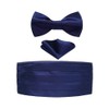 Men's Solid Blue Satin Cummerbund & Self Bowtie & Pocket