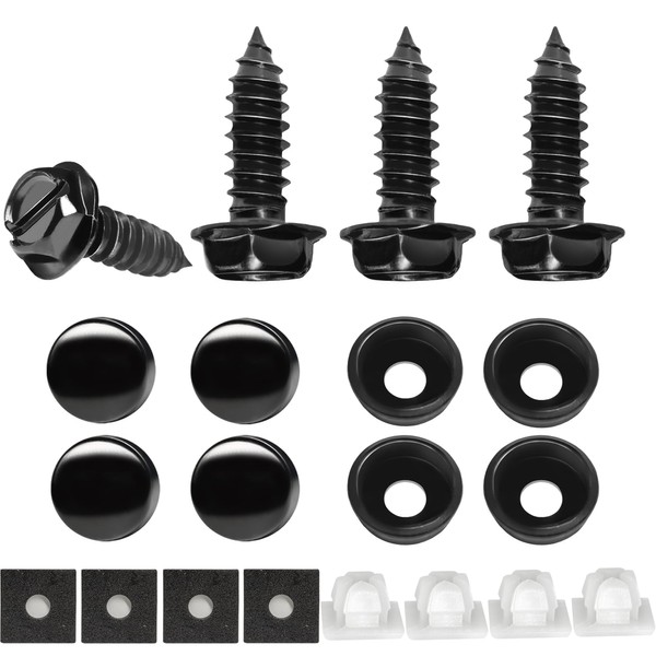 Anley License Plate Screws Kit with Rustproof Finish & Noise-Free
