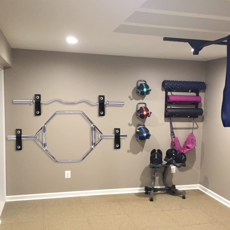 Luwint Set of 2 Single Barbell Holder Wall Mount, Horizontal
