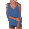LEIYEE Camisetas de verano con hombros descubiertos para mujer, manga