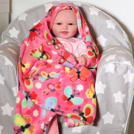 PinkZebra Cuddly Baby Blanket 70 x 100 cm, Bedspread, Buggy Blanket, Fleece Blanket, Baby Blanket for Pram, Throw Blanket, Fluffy, Butterflies