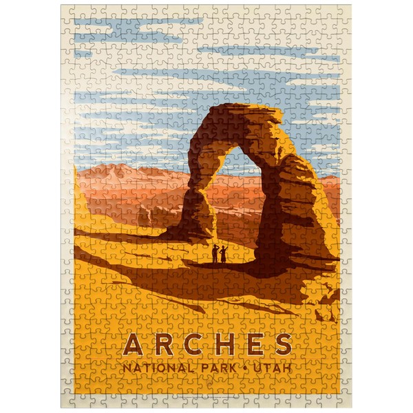 Arches National Park: Delicate Arch, Vintage Poster - Premium 500 Piece Jigsaw Puzzle for Adults