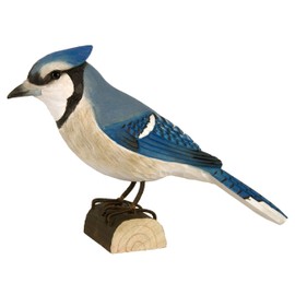 WILDLIFEGARDEN Wildlife Garden WG666 DecoBird Blue Jay - Hand Carved Decorative Wooden Bird - North American Birds