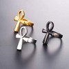 U7 Ankh Cross Ring Men Women Hip Hop Jewelry 18K