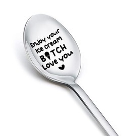 Ice Cream Spoons Gifts for Women Wife Girlfriend Anniversary Birthday Gifts for Best Sisters Friends Bday Gifts for Girls Daughter Besties Engraved Spoon for Icecream Lovers Gift Ideas