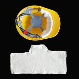 White Sweatband for Hardhat Washable Velvet Terry Cotton Hard Hat Pad Band Headband Liner NAEE snap on (9 pcs)