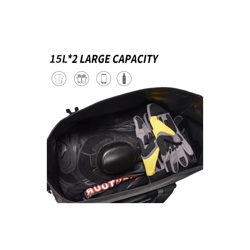 Waterproof Motorcycle Saddle Bag - 30L Travel Luggage Bag for