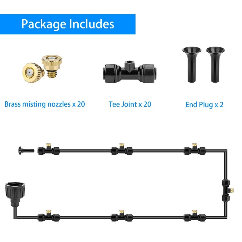 Petutu 20 Pack Brass Mister Nozzles with 20 Pack Misting