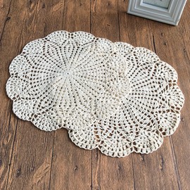 14 Inch Round 100% Cotton HANDMADE Crochet Lace Doilies Placemat Coaster (2)