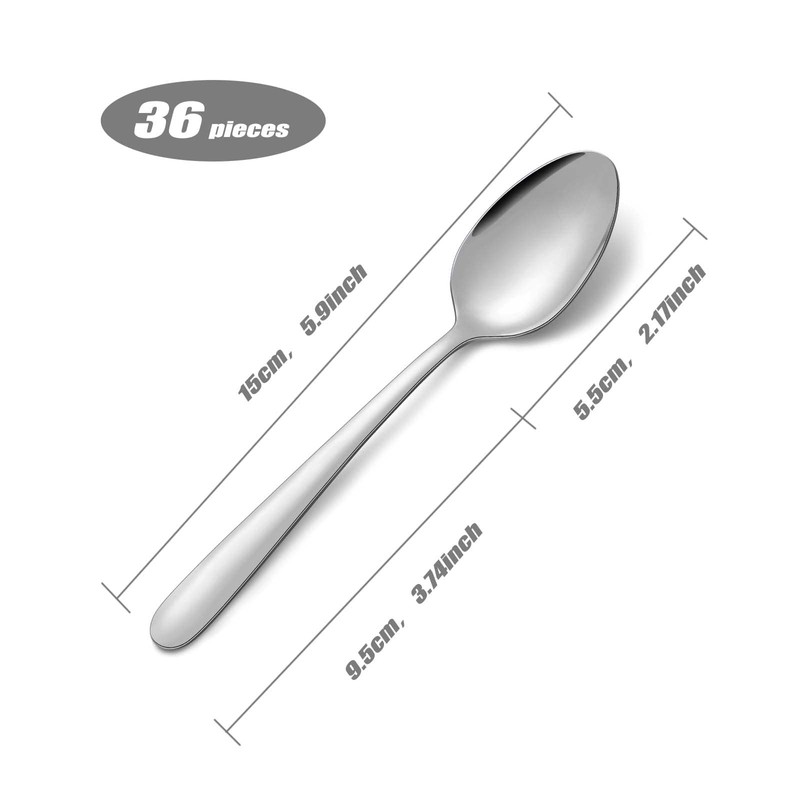 Funnydin Tea Spoon Set, 36 Pieces, 15 cm, Dishwasher Safe,