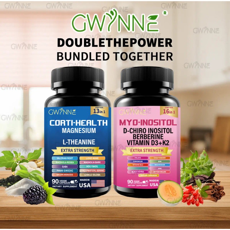 Gwynne Suplemento Cortisol Cápsulas Inositol Myo Glicinato Magnesio Vitamina B12