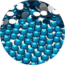 NCB Nancybeads 2000pcs Flatback Round Glass Nail Art Rhinestones Crystal for DIY Making Accessories Shoes, Clothes, Face Art, Bags, Manicure (Blue Zircon, SS10 2000pcs)