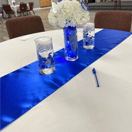 HMQIANG 12 Pack Royal Blue Table Runners, Fall Satin Table Runner 12x108 Inches Long, Silk and Smooth Fabric Table Runner for Wedding, Parties, Banquets, Events Decoration