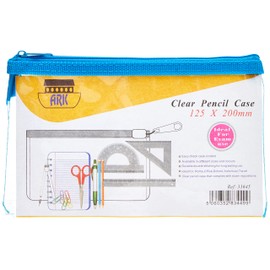 Ark Pencil Case PVC Coloured Zip 200x125mm Clear Assorted Ref : 33645