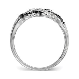 Sterling Silver Rhod Plated Black & White Diamond Ring - Night Diamonds